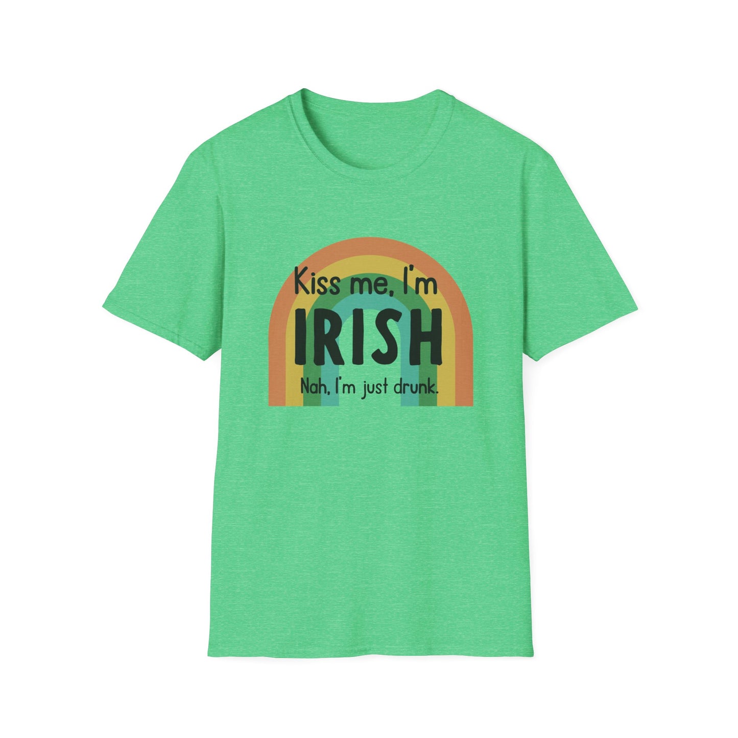 a green t - shirt that says kiss me i'm irish