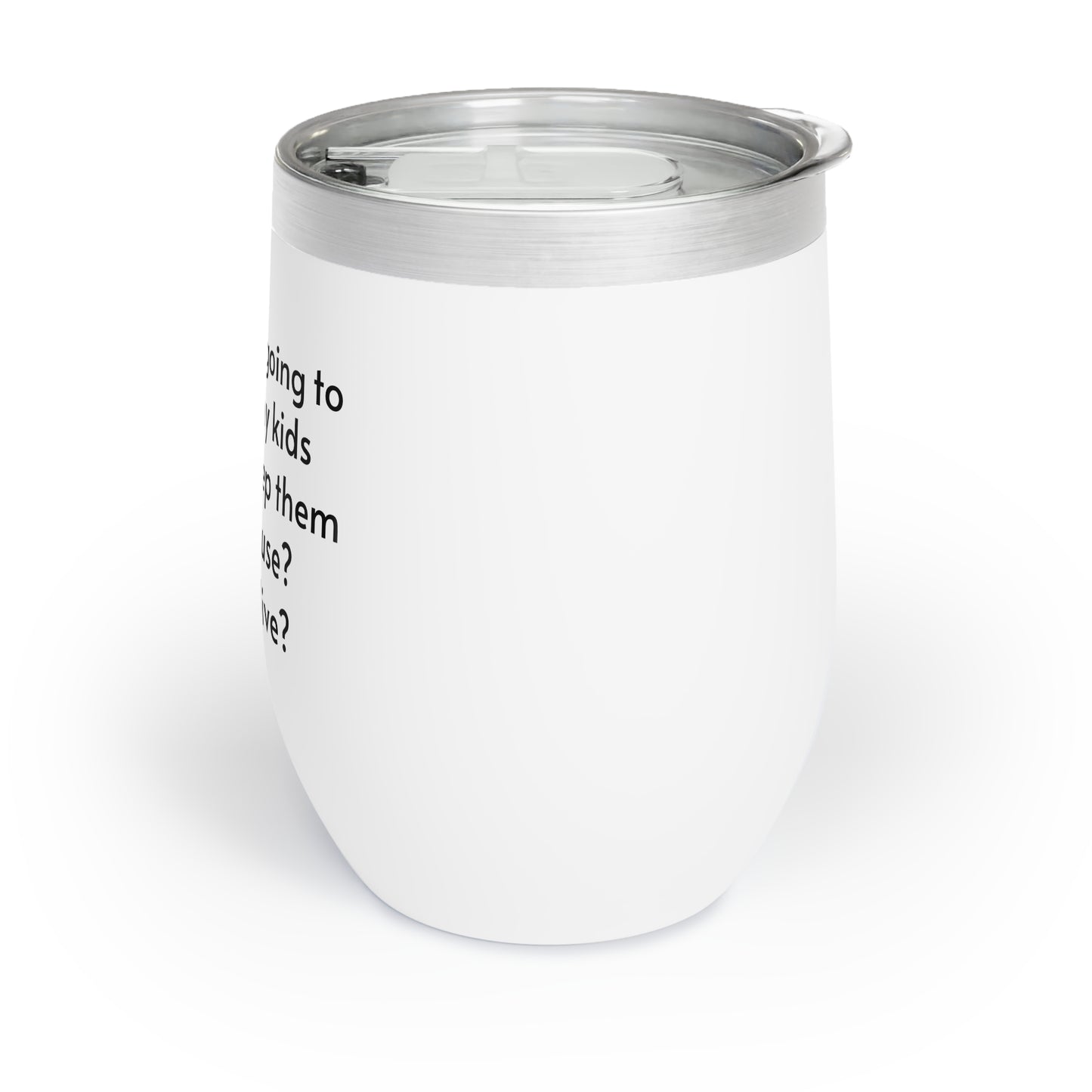 a white cup with a silver lid that says, what's going to happen