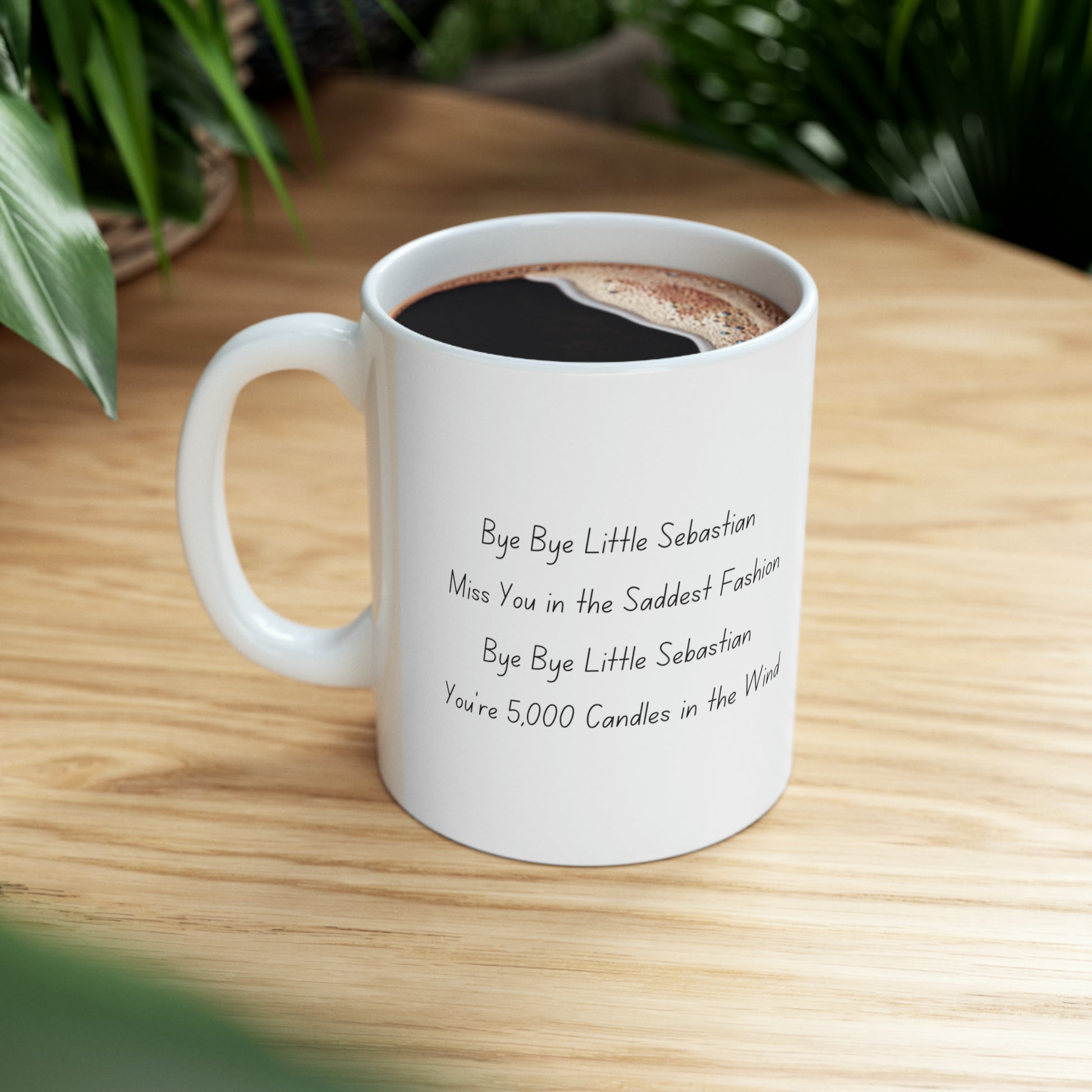 a cup of coffee with a poem on it