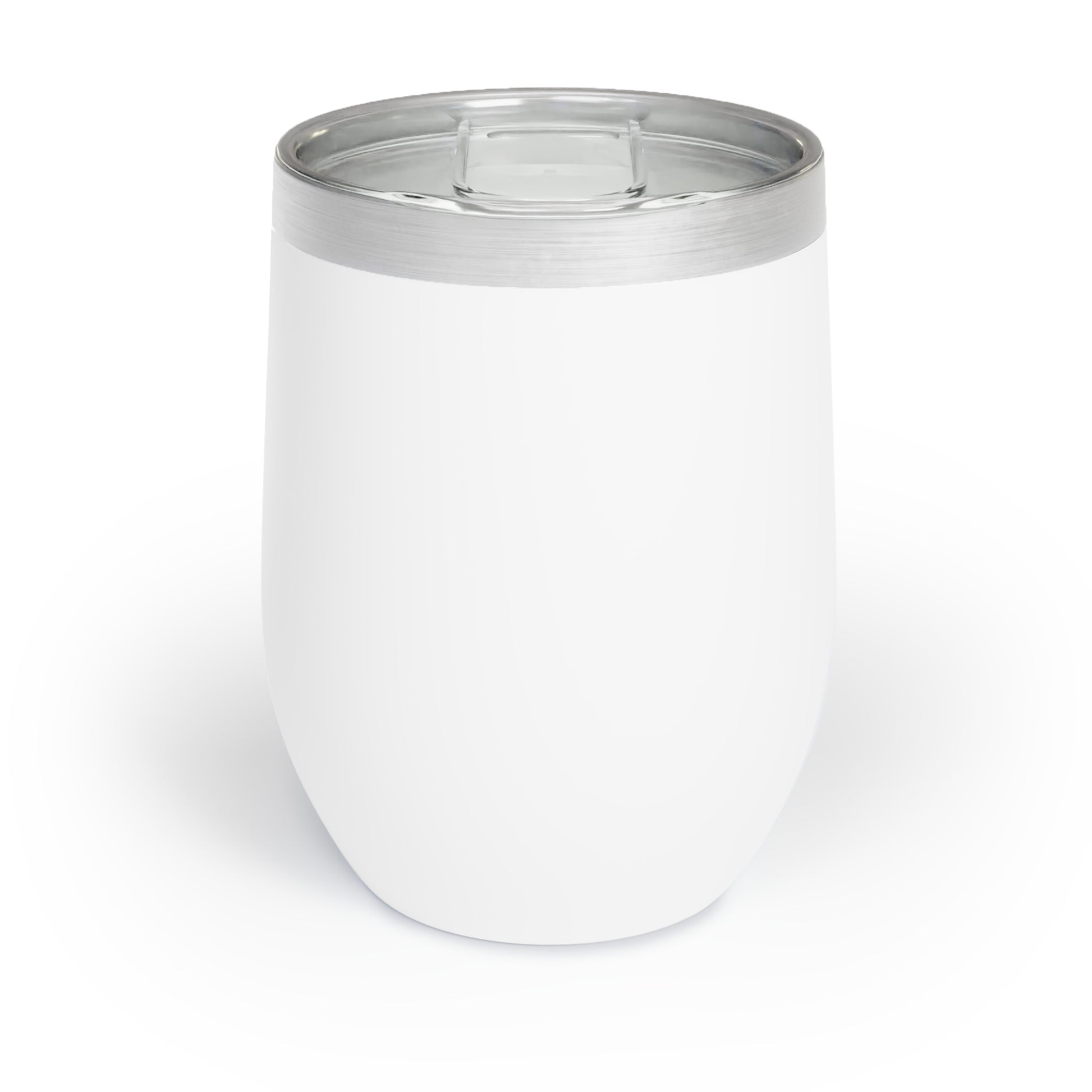 a white cup with a metal lid on a white background