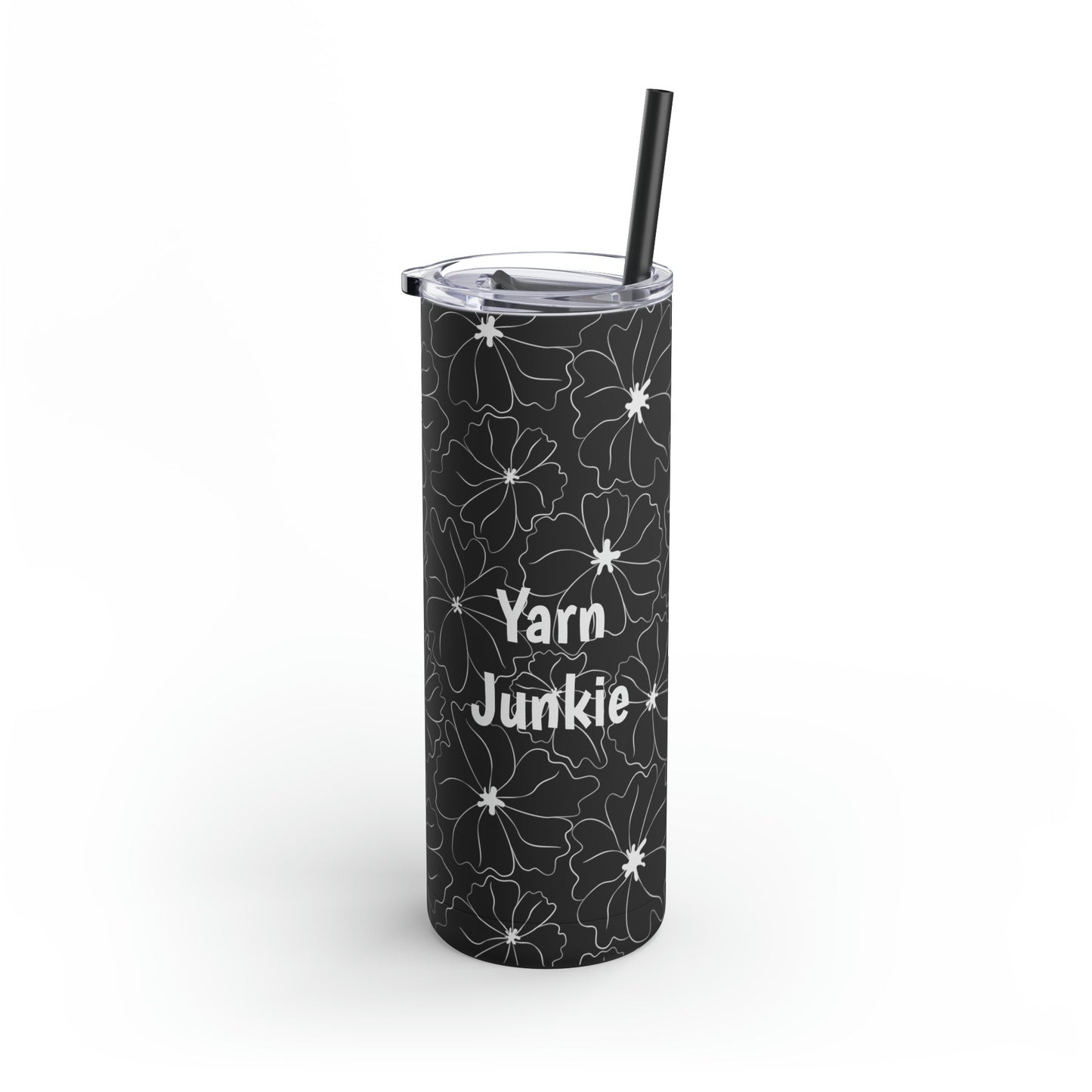 Yarn Junkie Floral Skinny Matte Tumbler, 20oz