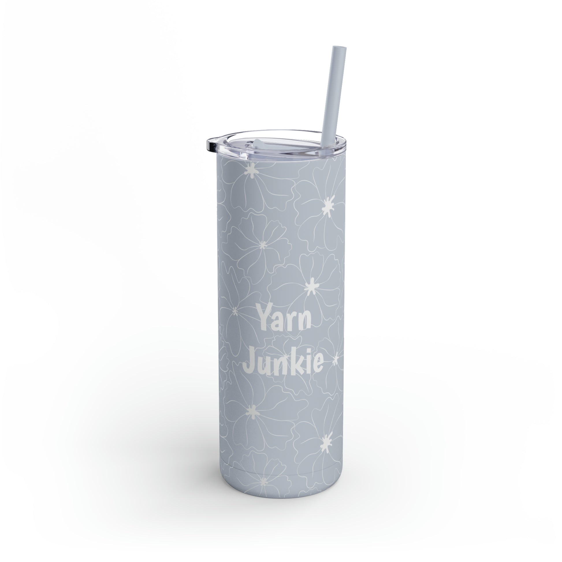 Yarn Junkie Floral Skinny Matte Tumbler, 20oz