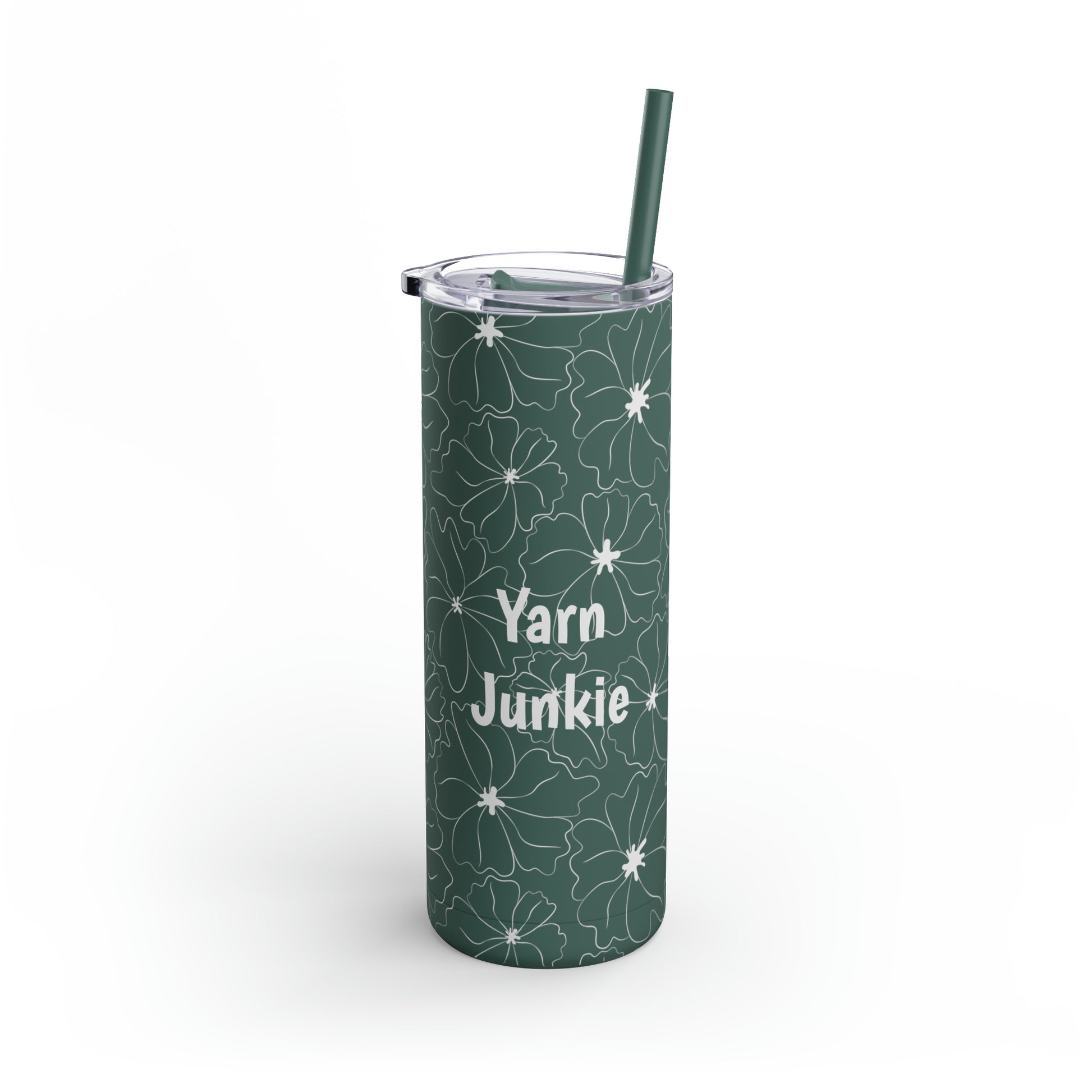 Yarn Junkie Floral Skinny Matte Tumbler, 20oz