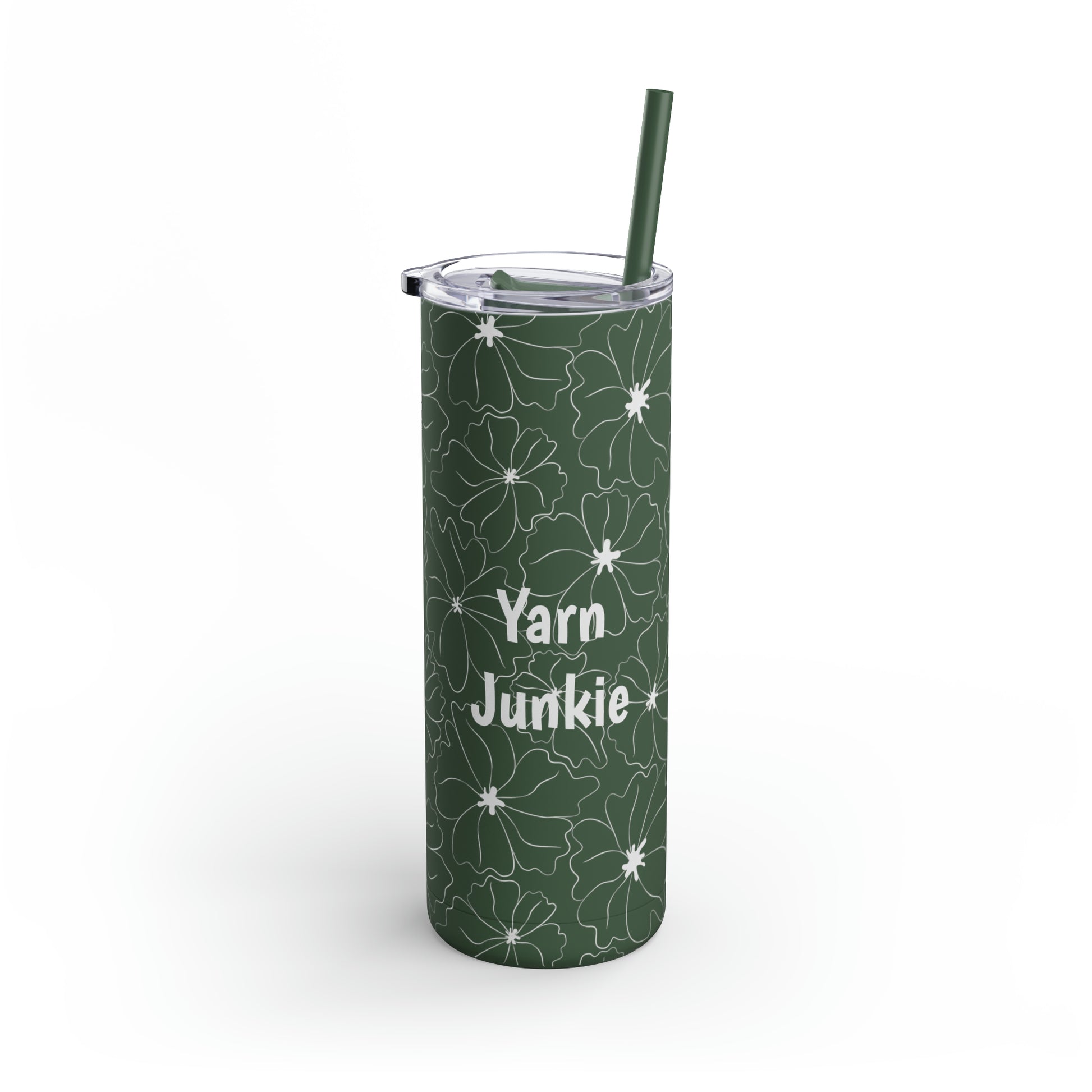 Yarn Junkie Floral Skinny Matte Tumbler, 20oz