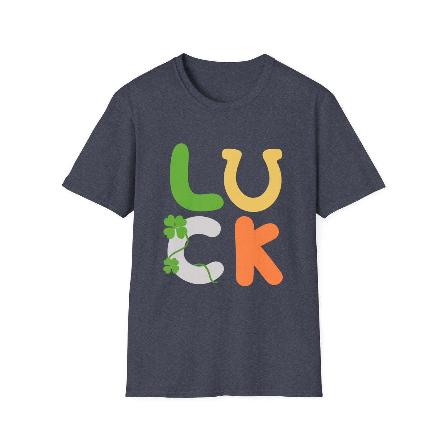 a t - shirt with the word luck on it