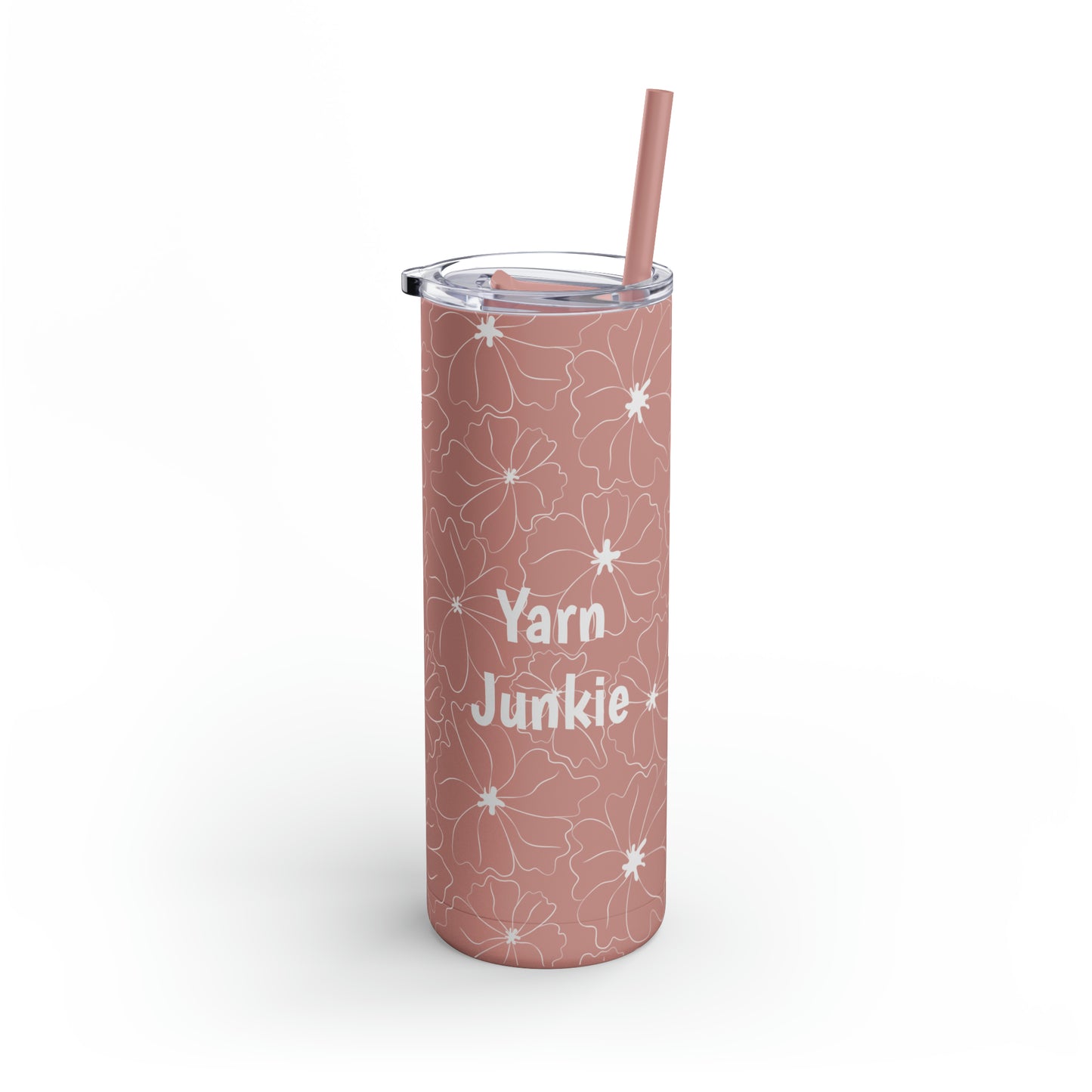 Yarn Junkie Floral Skinny Matte Tumbler, 20oz