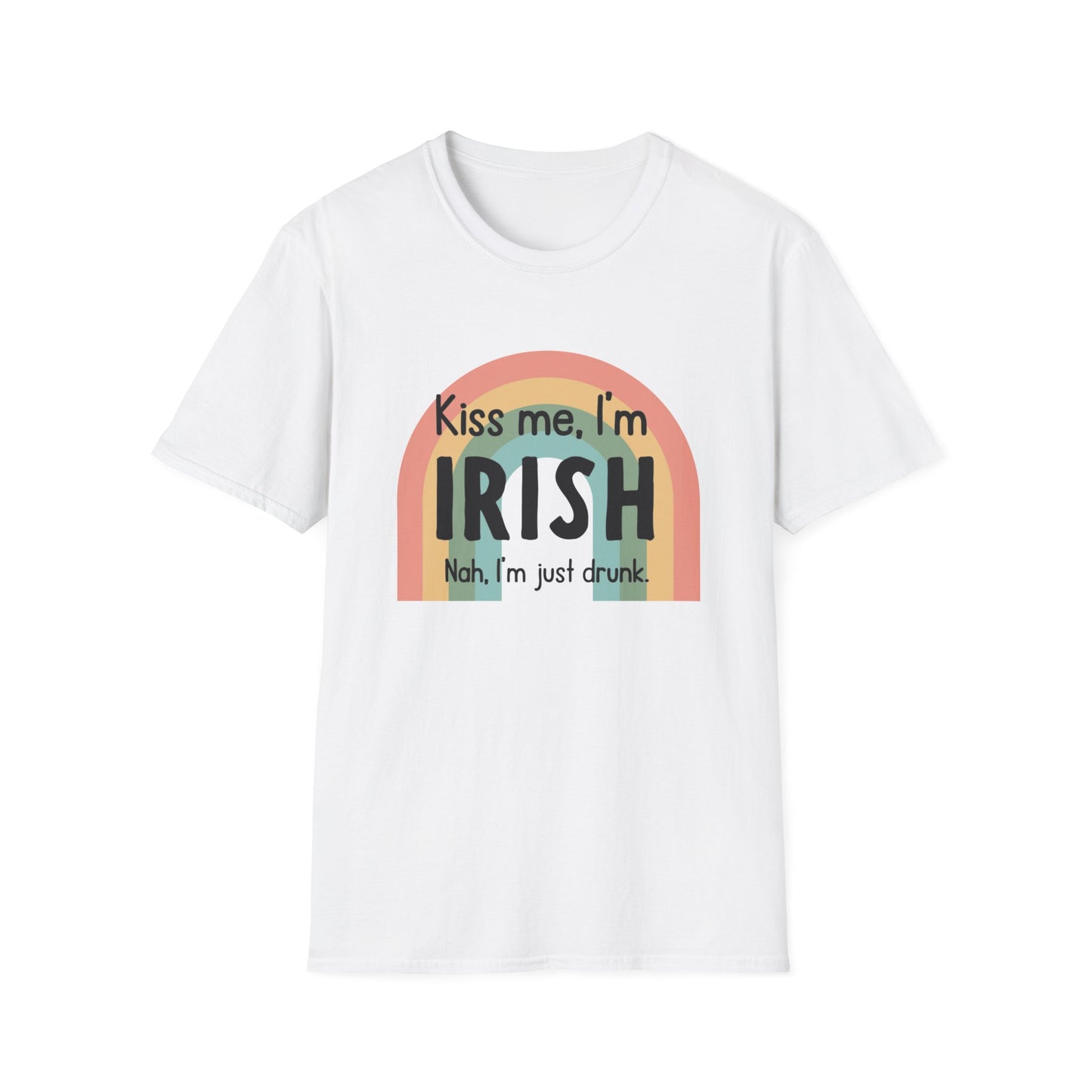 a white t - shirt that says kiss me i'm irish