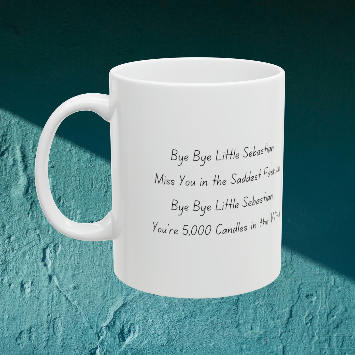 a white coffee mug with a poem on it