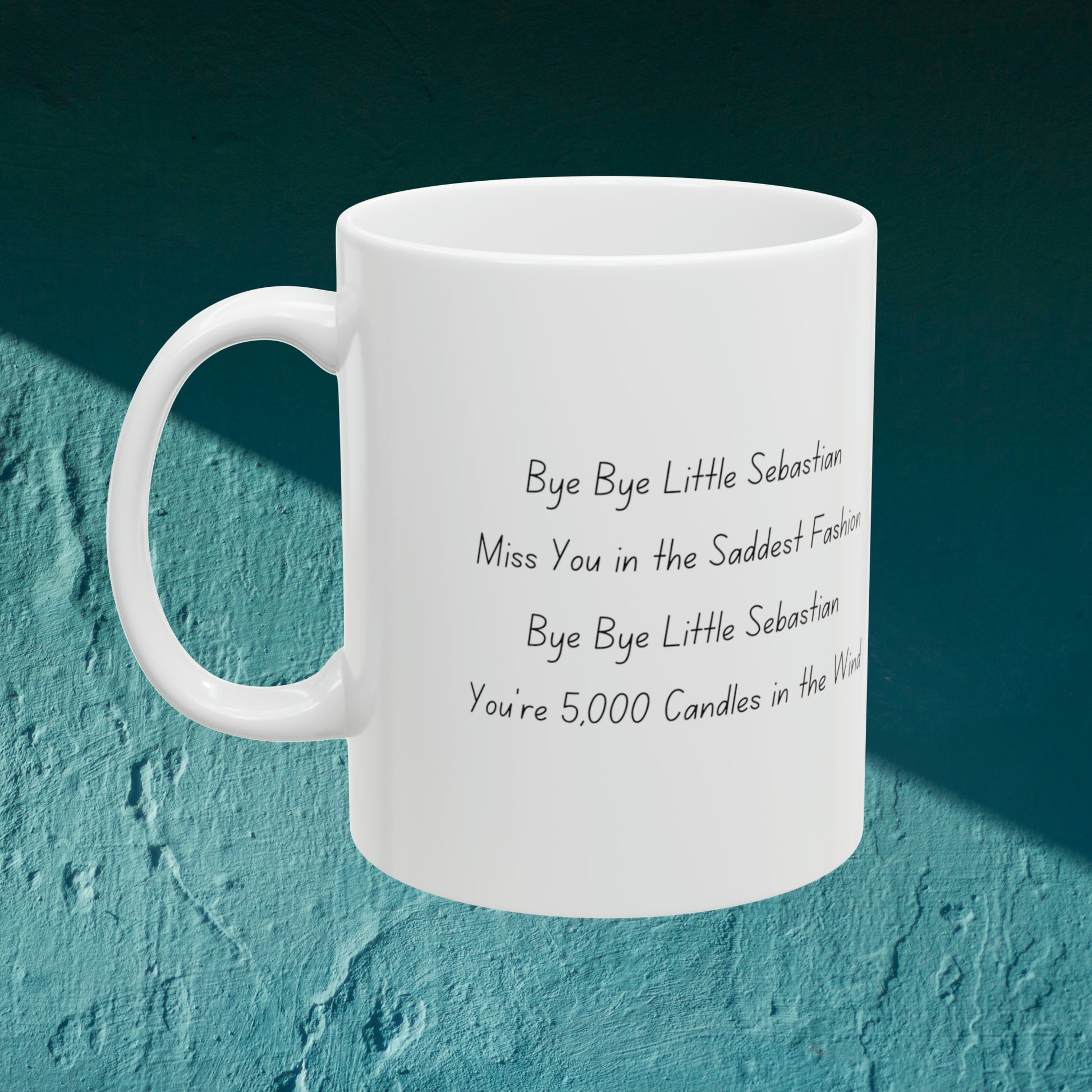 a white coffee mug with a poem on it